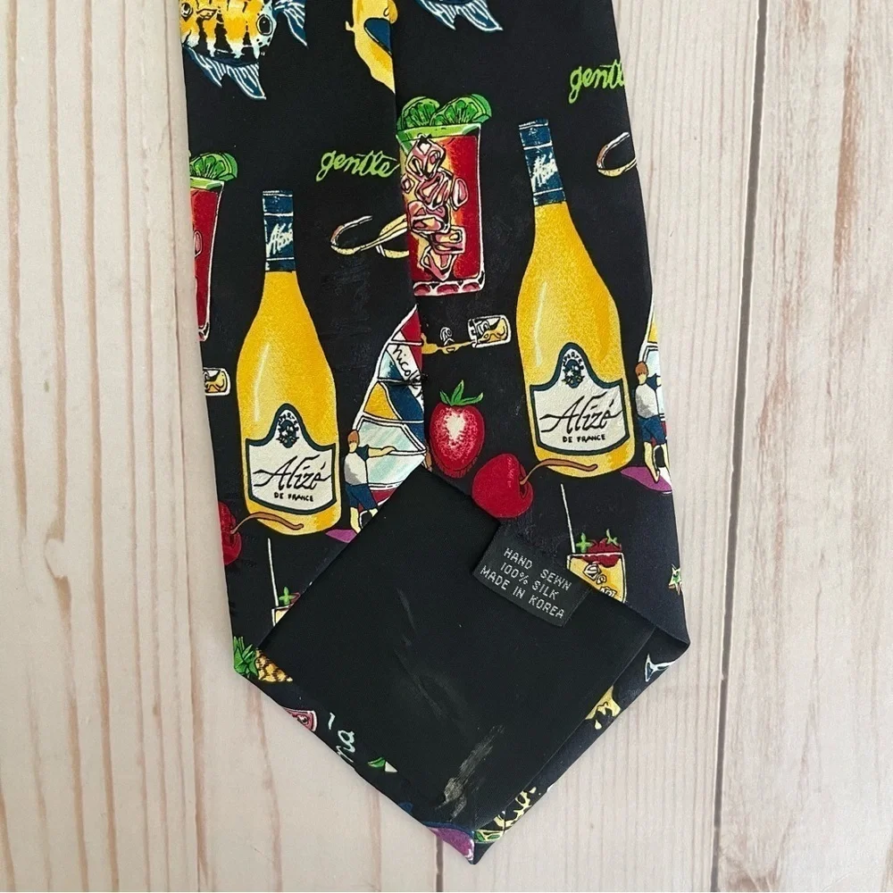 Vintage 90s Nicole Miller Silk Novelty Print Tie Colorful Graphic Paradise